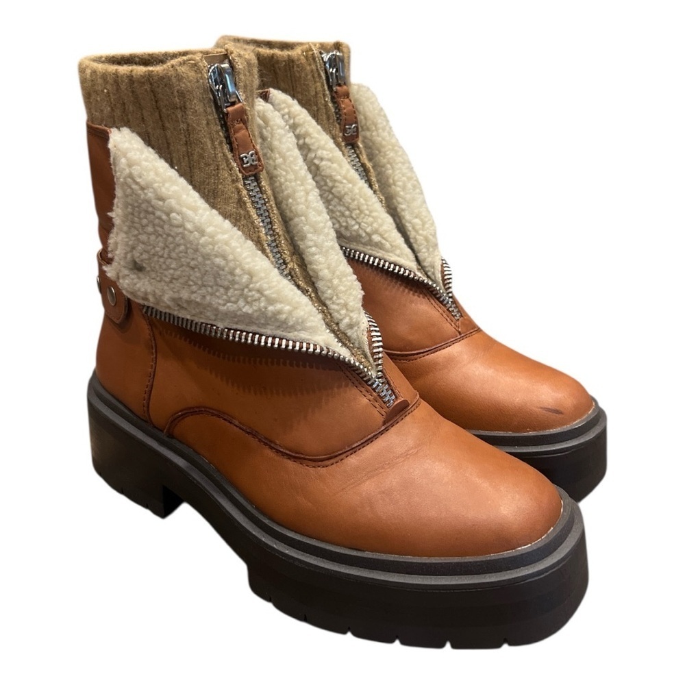 Sam Edelman Leather Shearling Lug Bootie SZ 9